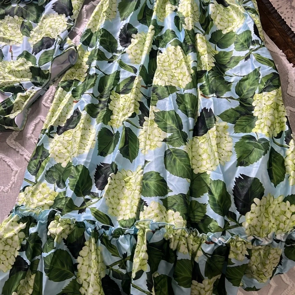 Floral Print Swimsuit with Maxi Beach Skirt Two Piece Bathing Suits small.  A189 - Picture 5 of 5